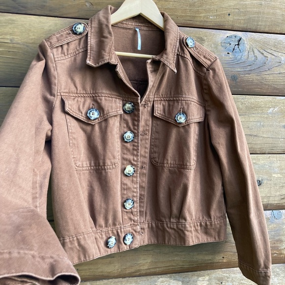 Free People | Brown Jean Jacket - Picture 6 of 9